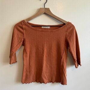 Free People Pointelle Boatneck Top, Size XS